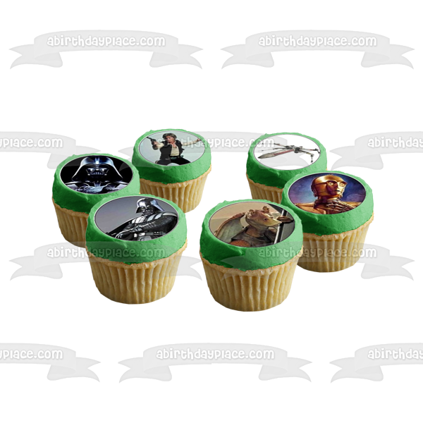 Star Wars Darth Vader Luke Skywalker Han Solo and Yoda Edible Cupcake Topper Images ABPID04249 For Cheap