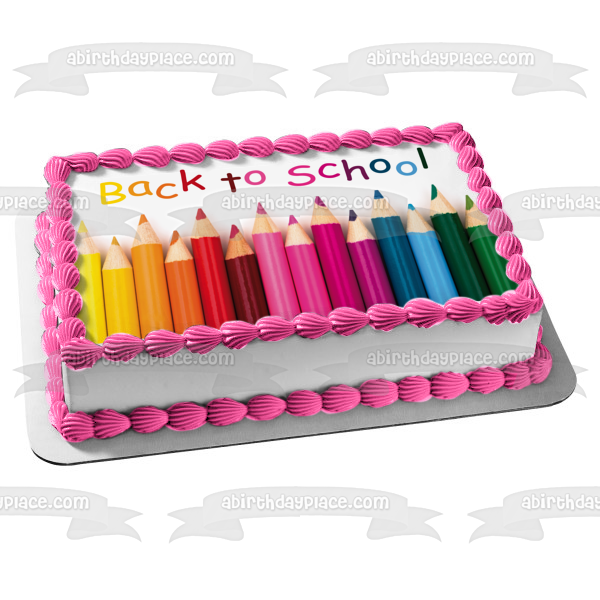 Back to School Colored Pencils Edible Cake Topper Image ABPID04076 For Sale