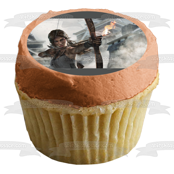 Laura Croft Shadow of the Tomb Raider with a Bow and Arrow Edible Cake Topper Image ABPID04042 Cheap