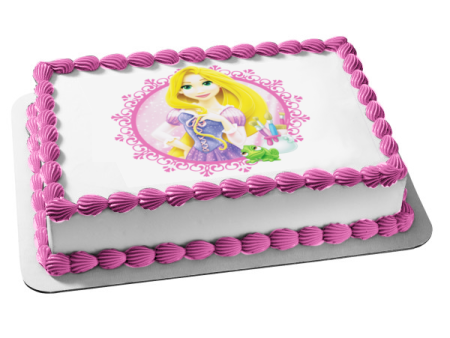 Rapunzel Long Hair and Her Frog Edible Cake Topper Image ABPID04170 Fashion