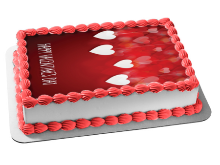 Happy Valentine s Day Gold Hearts Edible Cake Topper Image ABPID53580 Discount