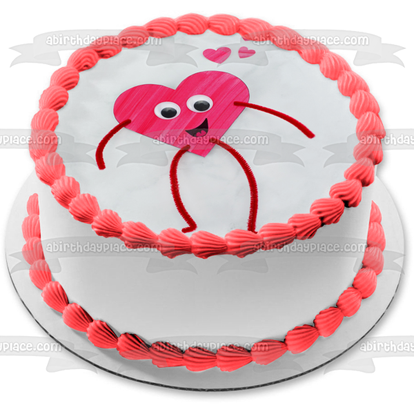 Happy Valentine s Day Heart Man Stick Figure Edible Cake Topper Image ABPID53581 on Sale