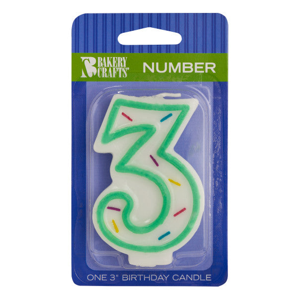 3 Green Sprinkle Numeral Candles Discount