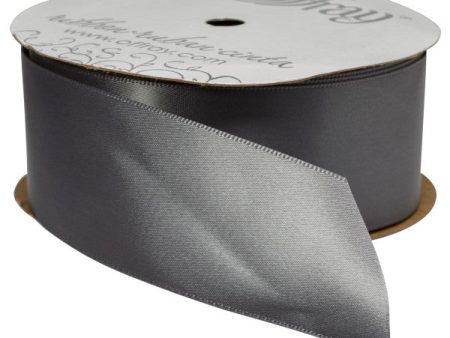 Pewter Single-Faced Satin, 1.5  x 50 yards Ribbon Discount