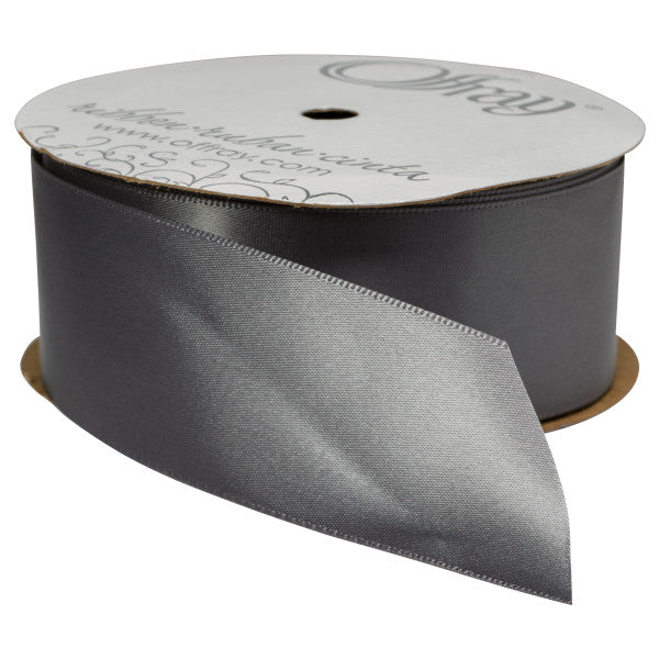 Pewter Single-Faced Satin, 1.5  x 50 yards Ribbon Discount